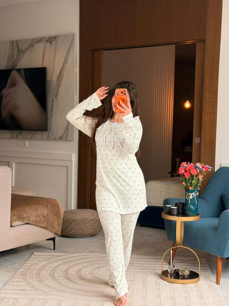 Demi Long Pyjama vue 3 — Prestina Maroc