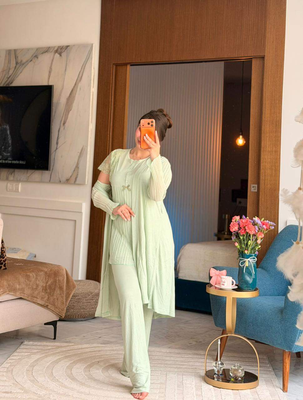 Pyjama Simple 3 Pcs 3 Pièces femme — Prestina Maroc
